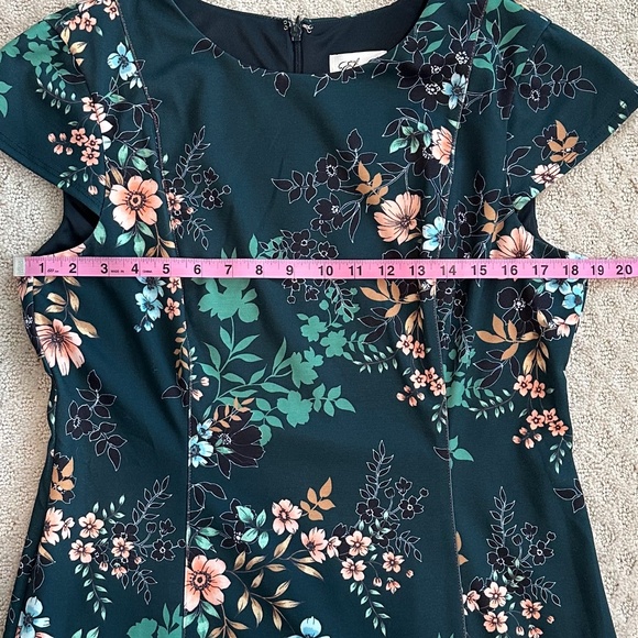Eliza J Emerald Green Floral Fit-And-Flare Mini Dress Size 14 Party Feminine - Picture 15 of 15